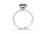 Silver Fancy Green Asscher Cut Diamond Brilliant Solitaire Ring with Pavé Band and Four-Prong Setting_28
