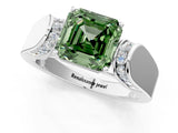 Silver Fancy Green Asscher Cut Diamond Channel Set Solitaire Ring with Four-Prong Setting_76