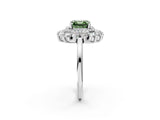 Silver Fancy Green Asscher Cut Diamond Floral Double Halo Engagement Ring with Prong Setting_14