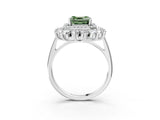 Silver Fancy Green Asscher Cut Diamond Floral Double Halo Engagement Ring with Prong Setting_15