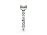 Silver Fancy Green Asscher Cut Diamond Pavé Solitaire Ring with Round Band and Prong Setting_2