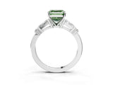 Silver Fancy Green Asscher  Cut Diamond Ring with Baguette Side Stones, Channel Set Band, and Four-Prong Setting_27