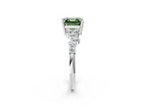 Silver Fancy Green Asscher Cut Diamond Scattered Round Accent Ring with Prong Setting_2