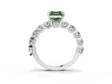 Silver Fancy Green Asscher Cut Diamond Side Stone Engagement Ring with Four-Prong Setting_3