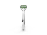 Silver Fancy Green Asscher Cut Diamond Solitaire Engagement Ring with Cathedral Setting and Four-Prong Mount_14