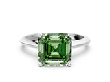 Silver Fancy Green Asscher Cut Diamond Solitaire Engagement Ring with Classic Band and Four-Prong Setting_12