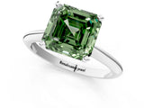 Silver Fancy Green Asscher Cut Diamond Solitaire Engagement Ring with Classic Band and Four-Prong Setting_13