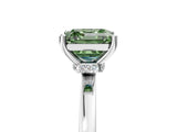 Silver Fancy Green Asscher Cut Diamond Solitaire Ring with Classic Band and Four-Prong Setting_11