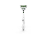 Silver Fancy Green Asscher Cut Diamond Solitaire Ring with Classic Band and Four-Prong Setting_8