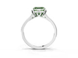 Silver Fancy Green Asscher Cut Diamond Solitaire Ring with Flower Prong Setting and Classic Band_3
