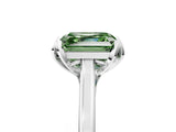Silver Fancy Green Asscher Cut Diamond Solitaire Ring with Flower Prong Setting and Classic Band_5