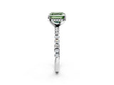 Silver Fancy Green Asscher Cut Diamond Solitaire Ring with Round  Pavé Band and Four-Prong Setting_38