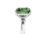 Silver Fancy Green Asscher Cut Diamond Solitaire Ring with Thin Band and Prong Setting_5