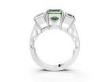 Silver Fancy Green Asscher Cut Diamond Three-Stone Ring with Prong Setting and Textured Band_53