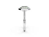 Silver Fancy Green Asscher Cut Halo Bezel Diamond Pave Band Ring_8