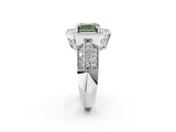 Silver Fancy Green Asscher Cut Halo Diamond Engagement Ring with Pave Split Shank and Four-Prong Setting_38