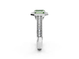 Silver Fancy Green Asscher Cut Halo Diamond Ring with Beaded Split Shank and Four-Prong Setting_8