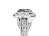 Silver Fancy Green Asscher Cut Halo Diamond Split Shank Pave Ring_11