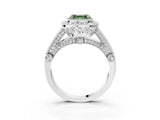 Silver Fancy Green Asscher Cut Halo Diamond Split Shank Pave Ring_9