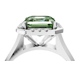 Silver Fancy Green Asscher  Cut Halo Solitaire Engagement Ring with Square Band and Four-Prong Setting_28