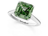 Silver Fancy Green Asscher Cut Solitaire Diamond Ring with Six-Prong Setting and Classic Band_68