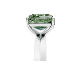 Silver Fancy Green Asscher  Cut Solitaire Engagement Ring with Flat Band and Four-Prong Setting 5
