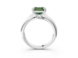 Silver Fancy Green Asscher  Cut Solitaire Engagement Ring with Tapered Band and Four-Prong Setting 4