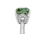 Silver Fancy Green Asscher Cut Solitaire Split Shank Pave Diamond Engagement Ring with Four-Prong Setting_11