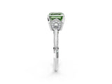 Silver Fancy Green Asscher Cut Solitaire Split Shank Pave Diamond Engagement Ring with Four-Prong Setting_8