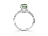 Silver Fancy Green Asscher Cut Solitaire Split Shank Pave Diamond Engagement Ring with Four-Prong Setting_9