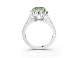 Silver Fancy Green Asscher  Halo Diamond Floral Split Shank Engagement Ring 12