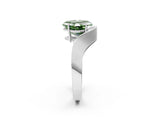 Silver Fancy Green Asscher  Solitaire Diamond Engagement Ring with Pave Band and Four-Prong Setting 3