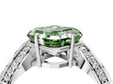 Silver Fancy Green Asscher  Solitaire Diamond Engagement Ring with Pave Band and Four-Prong Setting 5