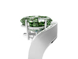 Silver Fancy Green Asscher  Solitaire Diamond Engagement Ring with Pave Band and Four-Prong Setting