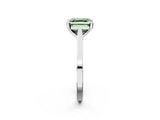 Silver Fancy Green Asscher  Solitaire Diamond Ring with Four-Prong Setting and Tapered Band 3
