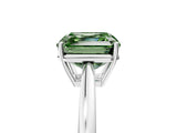 Silver Fancy Green Asscher  Solitaire Diamond Ring with Split Shank and Four-Prong Setting_17