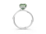 Silver Fancy Green Asscher  Solitaire Diamond Ring with a Classic Band and Four-Prong Setting 4