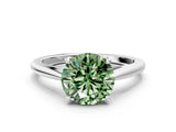 Silver Fancy Green Asscher  Solitaire Engagement Ring with Four-Prong Setting and Classic Band 1