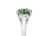 Silver Fancy Green Asscher  Solitaire Engagement Ring with Four-Prong Setting and Classic Band