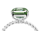 Silver Fancy Green Asscher  Solitaire Twist Band Ring with Four-Prong Setting_4