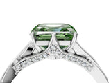 Silver Fancy Green Asscher  Solitaire Twist Band Six-Prong Setting 5