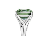 Silver Fancy Green Asscher  Solitaire Twist Band Six-Prong Setting