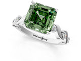 Silver Fancy Green Asscher  Solitaire Twisted Band with Prong Setting 2