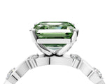 Silver Fancy Green Asscher  Solitaire Twisted Band with Prong Setting 5