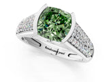 Silver Fancy Green Cushion Cut Cut Diamond Channel Set Pave Band with Tension Prong Setting_7
