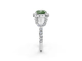 Silver Fancy Green Cushion Cut Cut Diamond Halo Engagement Ring with Open Split Pavé Band_8