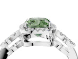 Silver Fancy Green Cushion Cut Cut Halo Diamond Infinity Band with Four-Prong Setting_10