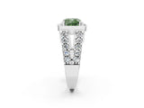 Silver Fancy Green Cushion Cut Cut Halo Split Shank Prong Set Ring_8