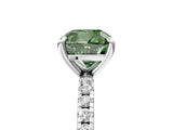 Silver Fancy Green Cushion Cut Diamond Brilliant Solitaire Ring with Pavé Band and Four-Prong Setting_41
