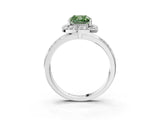Silver Fancy Green Cushion Cut Diamond Double Halo Ring with Split Shank and Four-Prong Setting_9